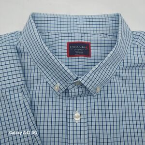 UNTUCKit‎ XXX-Large Mens Blue Plaid Button Down Shirt Wrinkle Free Casual